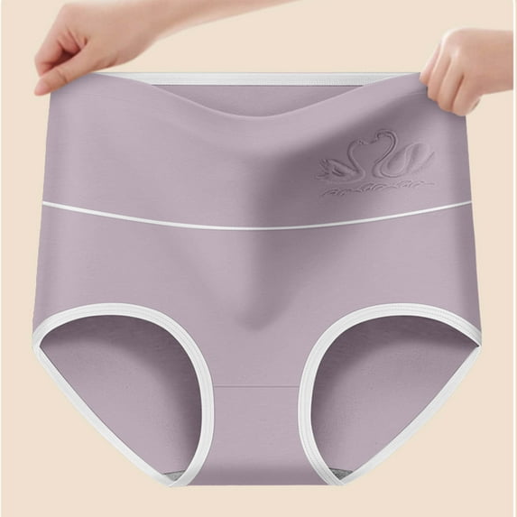 Fewfanhhot Womens Underwear High Elastic Mid Waist Full Coverage Brief - New Solid Color Panties Lingerie Undergarments for Everyday Wear - 1 Pack