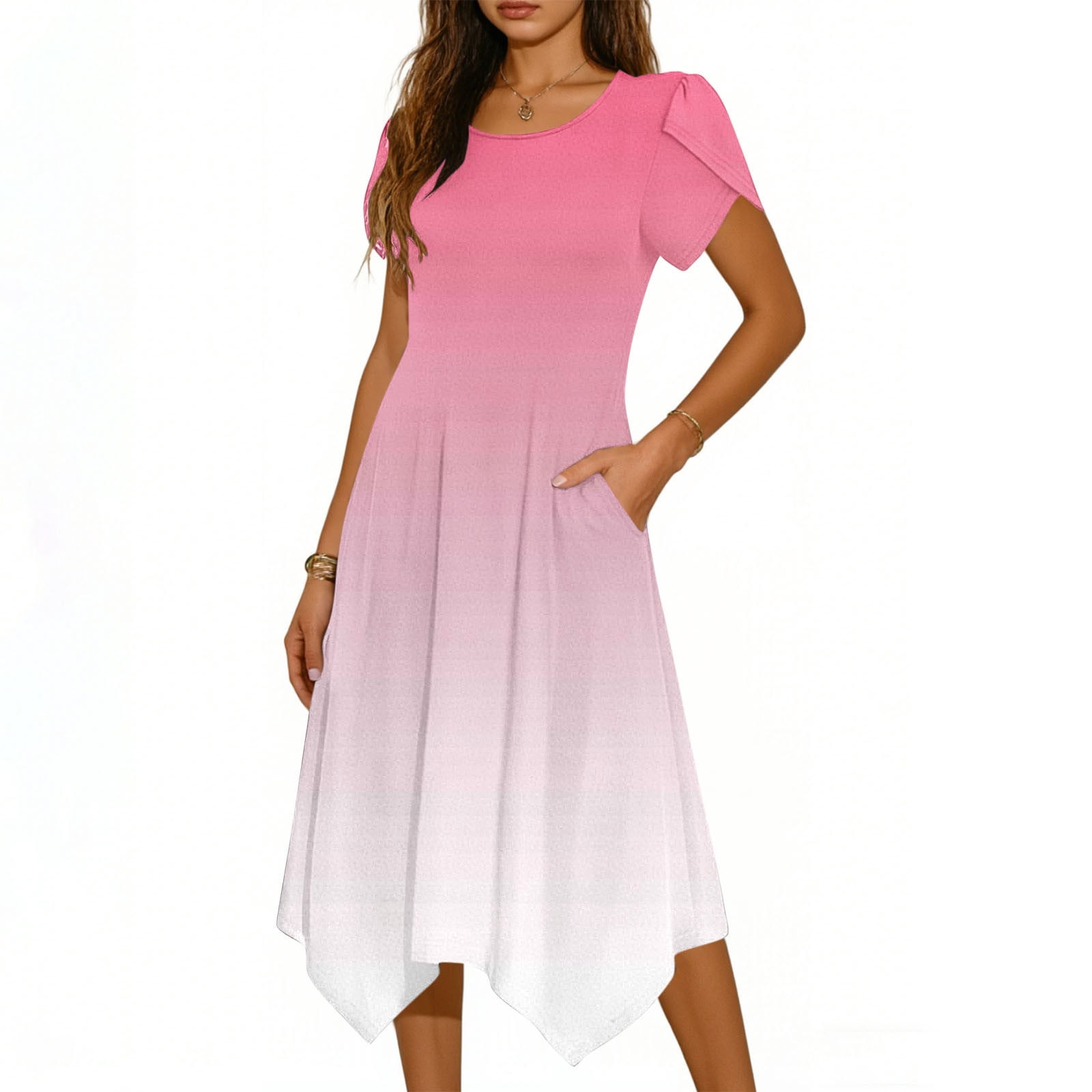 Fewfanho Dresses for Women Formal Party Dress Flutter Short Sleeve ...