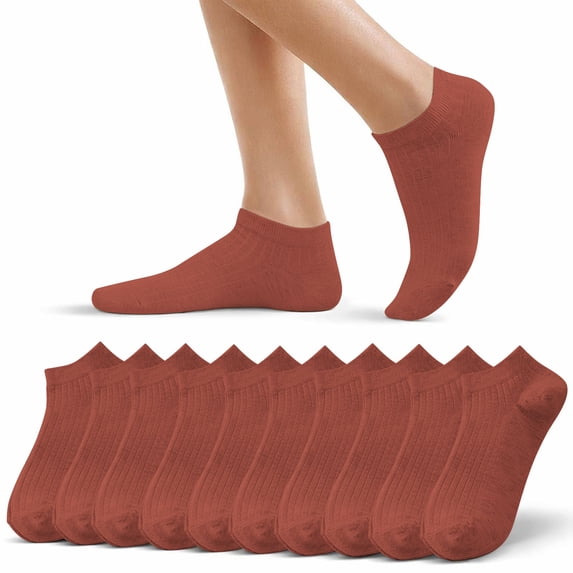 Fewfanhot 10 Pack Cotton Ribbed Ankle Socks Breathable Stretch Low Cut Casual Daily Trainer Multi Pair Foot Socks