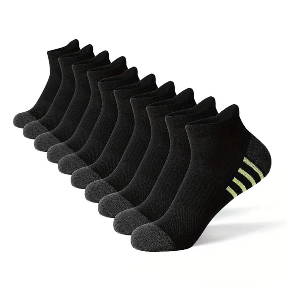Fewfanhot 10PC Male Socks Refreshing Mid-Calf Men's Solid Color Sweat-absorbing Socks-Ventilated, Odor-Resistant, and Designed for Year-Round Comfort Best Gift for Adults
