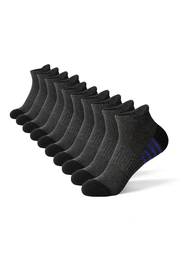 Fewfanhot 10PC Male Socks Refreshing Men's Solid Color Ankle Length Sweat-absorbing Socks-Ventilated, Odor-Resistant for Year-Round Comfort Best Gift for Adults S-M