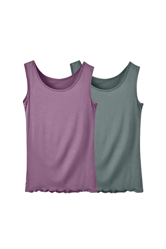 2-Pack Women Modal Camisole Tank Tops, Spaghetti Strap Ruched Scoop Neck Casual Summer Layering Cami, Soft Breathable Sleeveless Blouse, S-3XL