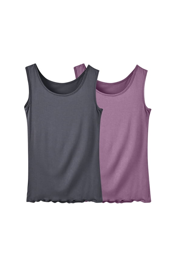 2-Pack Women Modal Camisole Tank Tops, Spaghetti Strap Ruched Scoop Neck Casual Summer Layering Cami, Soft Breathable Sleeveless Blouse, S-3XL