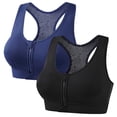 thumbnail image 1 of Fewfanhot 2-Pack Zip-Front Racerback Sports Bras for Women Breathable Mesh Back Supportive Workout Tops, Comfortable Athletic Bras for Gym Yoga Running, 1 of 9