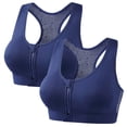 thumbnail image 1 of Fewfanhot 2-Pack Zip-Front Racerback Sports Bras for Women Breathable Mesh Back Supportive Workout Tops, Comfortable Athletic Bras for Gym Yoga Running, 1 of 6