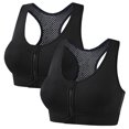 thumbnail image 1 of Fewfanhot 2-Pack Zip-Front Racerback Sports Bras for Women Breathable Mesh Back Supportive Workout Tops, Comfortable Athletic Bras for Gym Yoga Running, 1 of 6