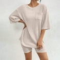 thumbnail image 1 of Fewfanhot 2 Piece Lounge Set Women 2 Piece Lounge Sets Ribbed Knit Matching Outfits T-shirt Biker Shorts Sleepwear Loungewear Sweatsuits, 1 of 5