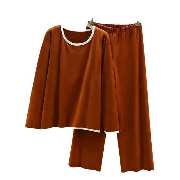 Fewfanhot 2 Piece Sets for Women Fall 2 Piece Outfits Long Sleeve Knit Sweater Top Wide Leg Pants Lounge Sets Tracksuits