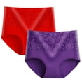 thumbnail image 1 of Fewfanhot 2Pack Women's Cotton High Waist Rose Jacquard Panties, Tummy Control Hip Lifting Lace Underwear Comfortable Stretchy Briefs for Daily & Shape Wear, 1 of 2