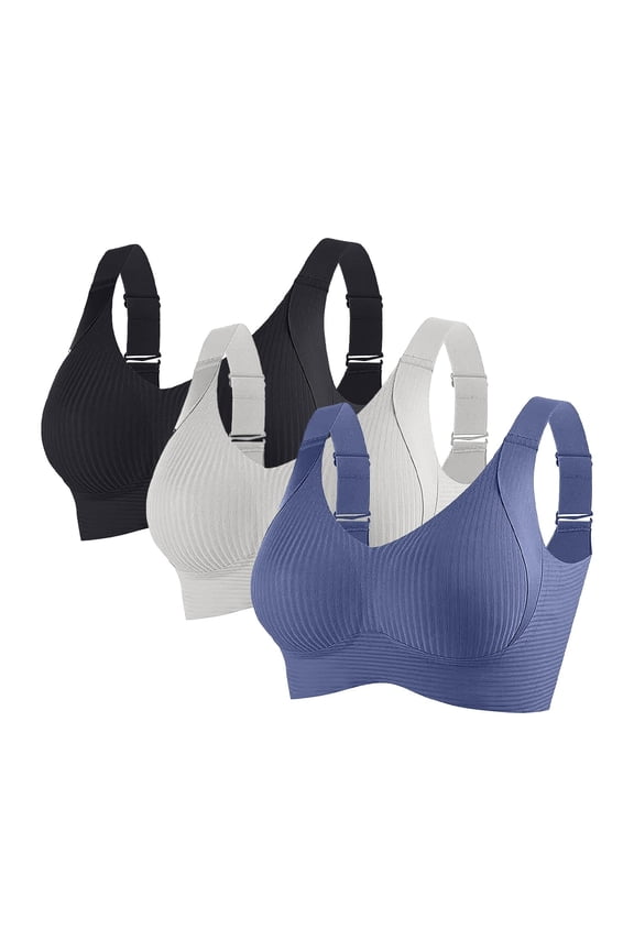 Fewfanhot 3 Pack Jelly Bras for Women No Underwire Push Up Bra Ultimate Comfort Bralette Soft Scalloped Everyday Brassiere