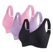 Fewfanhot 3 Pack Jelly Bras for Women No Underwire Push Up Bra Ultimate Comfort Sexy Bralette Soft Scalloped Everyday Brassiere