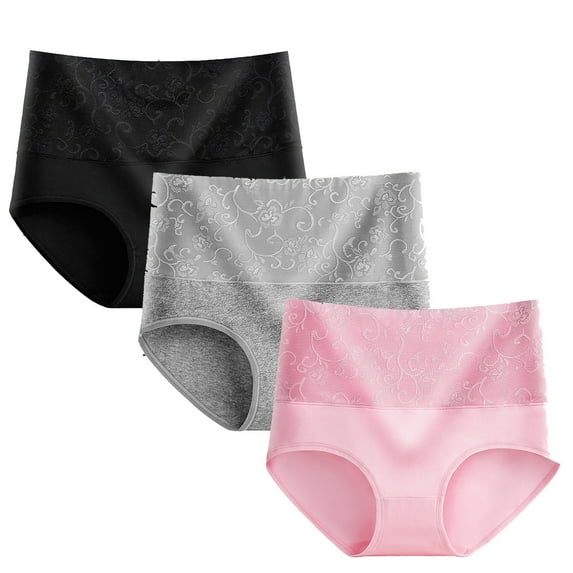 Fewfanhot 3-Pack Women's High Waist Cotton Solid Color Underwear - Soft Comfort Briefs for EveryDay wear