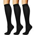 thumbnail image 1 of Fewfanhot 3 Pairs Women's Wool Cushion Crew Socks with Moisture Wicking Control Light Weight Knee-High Warm Cozy Boot for Winter Outdoor Sports, 1 of 3