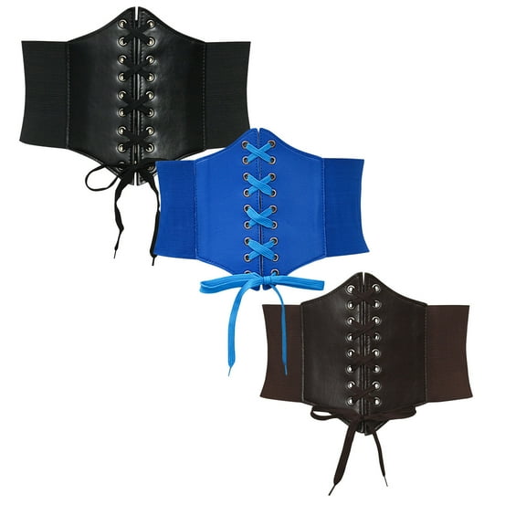 Fewfanhot 3PC Women's Court Style Waist Cincher - Elasticity Belt Tie Protective Strap Support Wide Waist Body Shaper - Belt Waist 108cm
