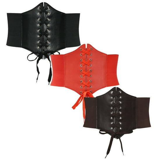 Fewfanhot 3PC Women's Court Style Waist Cincher - Elasticity Belt Tie Protective Strap Support Wide Waist Body Shaper - Belt Waist 108cm