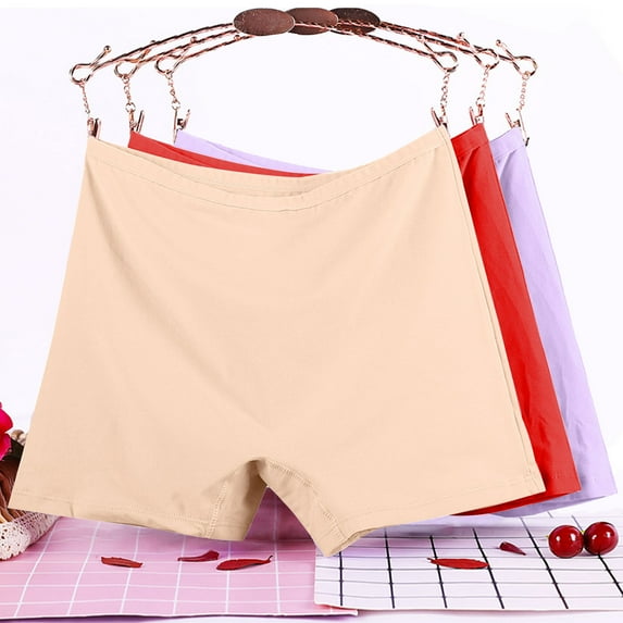 Fewfanhot 3PC Women's Plus Size Soft Physiological Underwear - Cotton Mid-Rise Leak-Proof Solid Color Panties for Daily Use