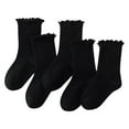 thumbnail image 1 of Fewfanhot 5 Pack Girls Ruffle Socks, 6-12 Years Old Soft Cotton Mid Calf Vintage MaryJane Dress Socks for School Daily Wear, 1 of 4