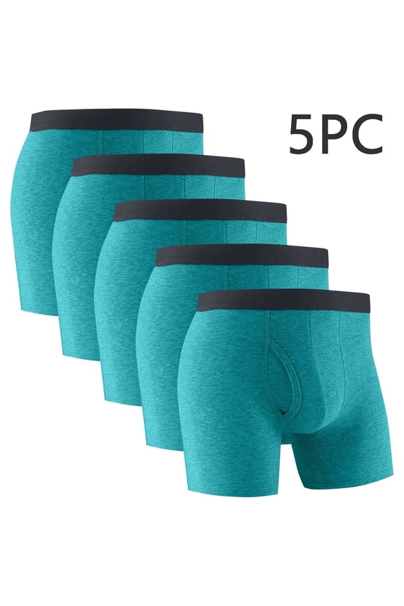 5 Pack Men's Cotton Blend Boxer Briefs, Breathable Soft Underwear with Contour Pouch & Wide Waistband, No Ride-Up Gym Workout Underpants, Multi-Color Options, S-3XL