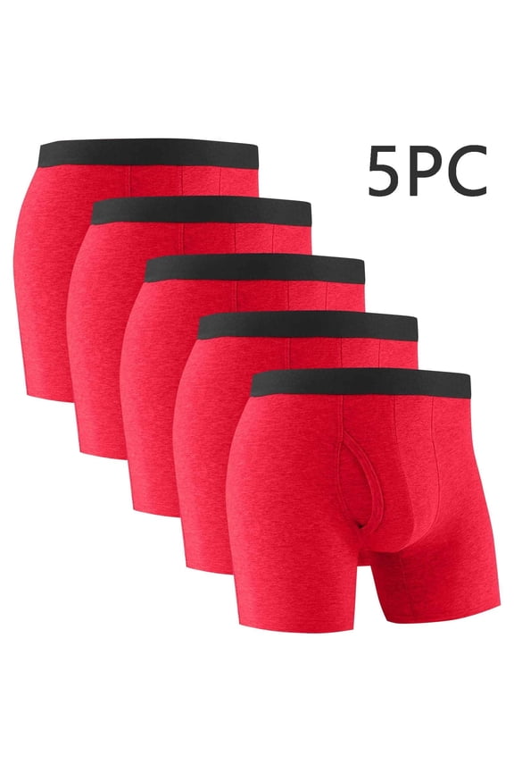 5 Pack Men's Cotton Blend Boxer Briefs, Breathable Soft Underwear with Contour Pouch & Wide Waistband, No Ride-Up Gym Workout Underpants, Multi-Color Options, S-3XL