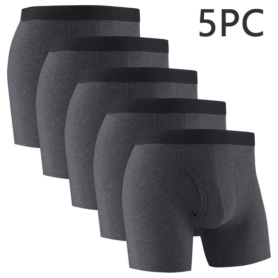 Fewfanhot 5 Pack Men's Cotton Blend Boxer Briefs, Breathable Soft Underwear with Contour Pouch & Wide Waistband, No Ride-Up Gym Workout Underpants, Multi-Color Options, S-3XL