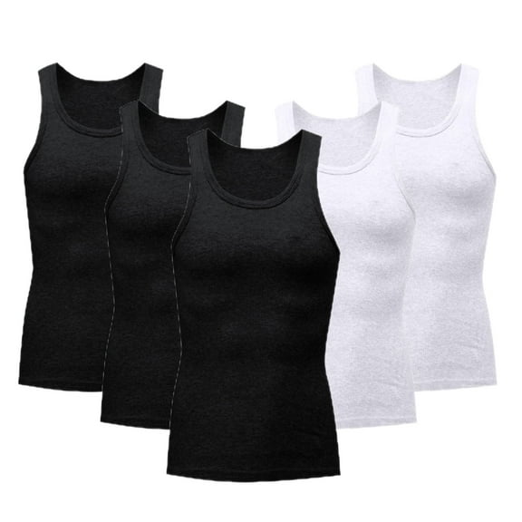 Fewfanhot 5 Pack Men's Tank Tops Breathable Sleeveless Muscle Quick Dry Shapewear Compression Shirts for Active Male, Size M-3XL