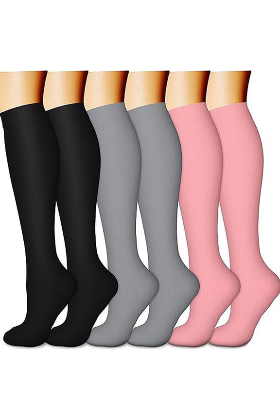 6 Pair of Compression Socks with Floral Pattern for Women Circulation-Graduated Supports Socks for Winter Warmth and Pressure Socks