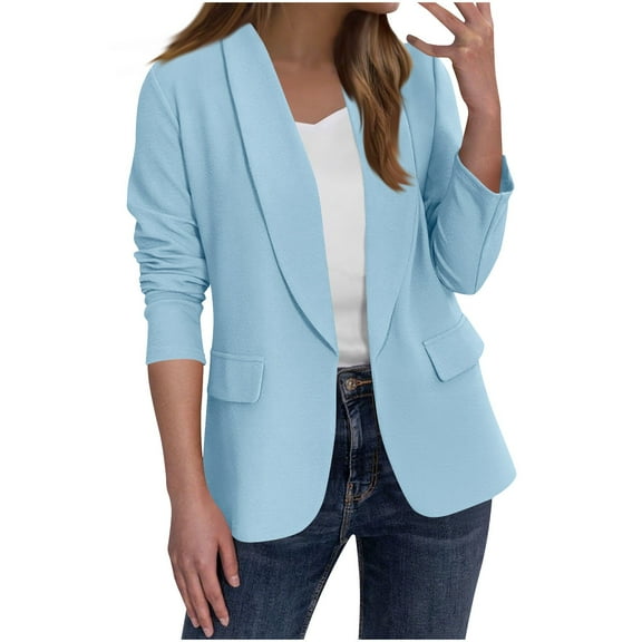 Fewfanhot Business Casual Outfits for Women Casual Lightweight Suit - Long Sleeve Slim Fit Work Office Jacket with Pockets