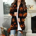 thumbnail image 1 of Fewfanhot Cardigan for Women Halloween Long Sleeve Cardigan Fall Open Front Cardigan Pumpkin Print Medium Length Coat, 1 of 7