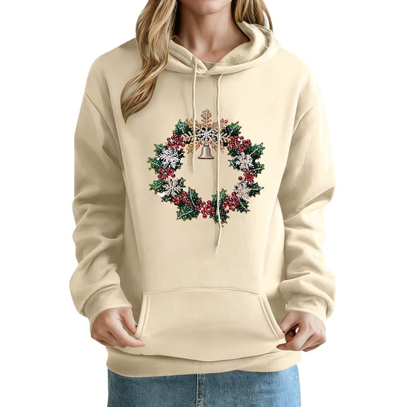 Fewfanhot Christmas Sweatshirts for Women Xmas Shirt Christmas Tree Graphics Tees Holiday Long Sleeve Pullover Tops Hooded