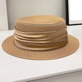 thumbnail image 1 of Fewfanhot Classic Sun Hats Wide Brim Straw Boater Hat Foldable Packable Solid Color Beach Hat for Women, 1 of 2