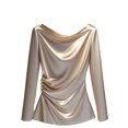 thumbnail image 1 of Fewfanhot Clothes for Women Satin Blouse Cowl Neck Draped Silky Long Sleeve Dressy Tops Fall Trendy Fashion Business Casual Outfit, 1 of 5