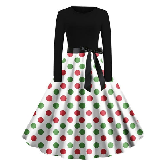 Fewfanhot Cocktail Dresses for Women Long Sleeve Maxi Dress Plain Casual Loose Crewneck Floral Waist Long Dress with Pockets