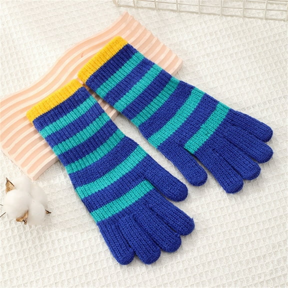 Fewfanhot Cold-Weather Touchscreen Gloves for Women - Colorblock Knit Design for Skiing & Snow Fun