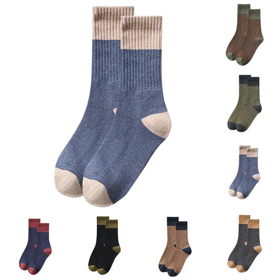 Fewfanhot Color Block Crew Socks 100% Cotton Soft Breathable Mid‑Calf Socks Casual Daily Wear Socks for Men Women