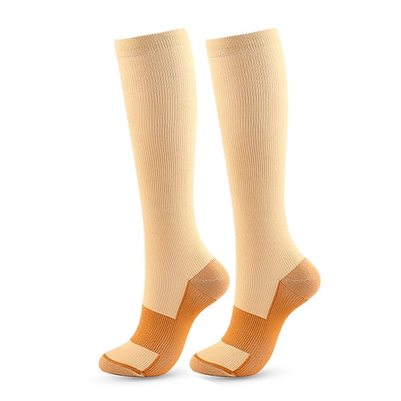 Fewfanhot Compression Socks Copper Infused Ribbed Knee High Socks Stretch Support Long Athletic Travel Daily Socks