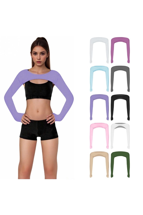 Cooling Ice Silk Arm Shrug Sun Sleeves, UPF UV Protection Thumb Hole Long Sleeve Shoulder Bolero Wrap