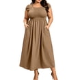 thumbnail image 1 of Fewfanhot Dresses for Women 2026 Summer Petal Short Sleeve Dress Casual Loose Flowy Long Sundress with Pockets, 1 of 9