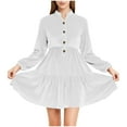 thumbnail image 1 of Fewfanhot Dresses for Women Elegant Classy Long Sleeve Corduroy Dress Above Knee A-Line V Neck Fall Spring Short Work Dress, 1 of 8