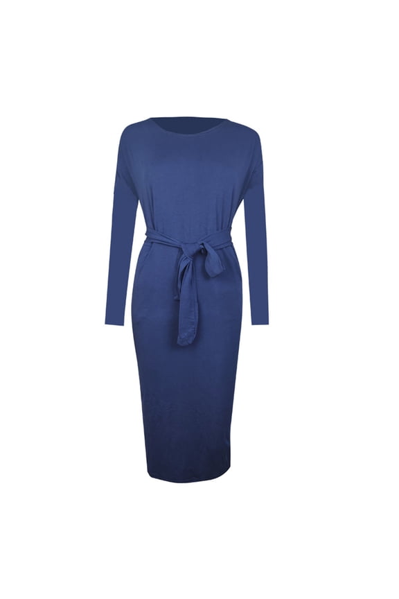 Dresses for Women Knee Length Pencil Dress Long Sleeve Tie Waist Church Work Sheath Dresses