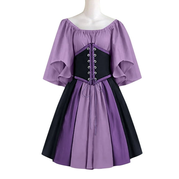 Fewfanhot Fall Dresses for Women Medieval Renaissance Dress Halloween Vintage Bride Dress For Women