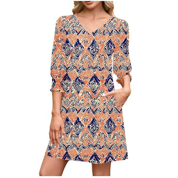 Fewfanhot Fall Dresses for Women Nightgowns Soft Cotton Printed Nightdress Short Sleeve Night Shirt Sleepwear with Pockets