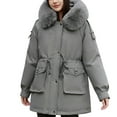 thumbnail image 1 of Fewfanhot Fall Jackets for Women Hooded Cotton Padded Parka Thick Warm Loose Down Jacket Casual Coat, 1 of 4