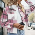 thumbnail image 1 of Fewfanhot Fall Outfits for Women 2025 Cropped Plaid Jacket Fashion Plaid Button Down Shirt 2025 Fall Coat Tops, 1 of 5