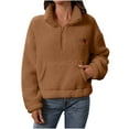 thumbnail image 1 of Fewfanhot Fall Outfits for Women 2025 Sherpa Fleece Half-Zip Pullover Cozy Warm Long Sleeve Sweatshirt Outerwear with Pockets, 1 of 6