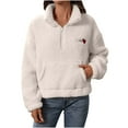 thumbnail image 1 of Fewfanhot Fall Outfits for Women 2025 Sherpa Fleece Half-Zip Pullover Cozy Warm Long Sleeve Sweatshirt Outerwear with Pockets, 1 of 6