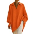 thumbnail image 1 of Fewfanhot Fall Sweaters for Women Oversized Batwing Sweaters Long Sleeve Crew Neck Knit Asymmetrical Pullover Tops, 1 of 7