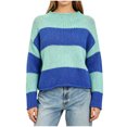 thumbnail image 1 of Fewfanhot Fall Sweaters for Women Striped Mock Neck Fall Knit Color Block Long Sleeve Warm Winter Loose Fit Sweater, 1 of 6