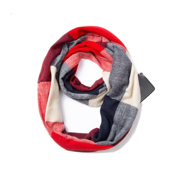 Fewfanhot Unisex Couple Thick Pullover Plaid Scarf - Warm Fleece Lined Neckwear with Zipper Pocket Stylish Windproof Scarf