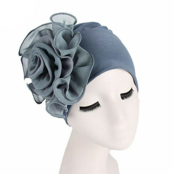 Fewfanhot Fation Women King Size Flower Stretchy Beanie Turban Bonnet Chemo Cap for Cancer Patients Ladies Bandanas African Head Wrap