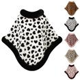 thumbnail image 1 of Fewfanhot Faux Fur Trim Heart Print Short Poncho Cape, Soft Warm Plush Wrap Shrug Coat for Women Fall Winter, 1 of 9